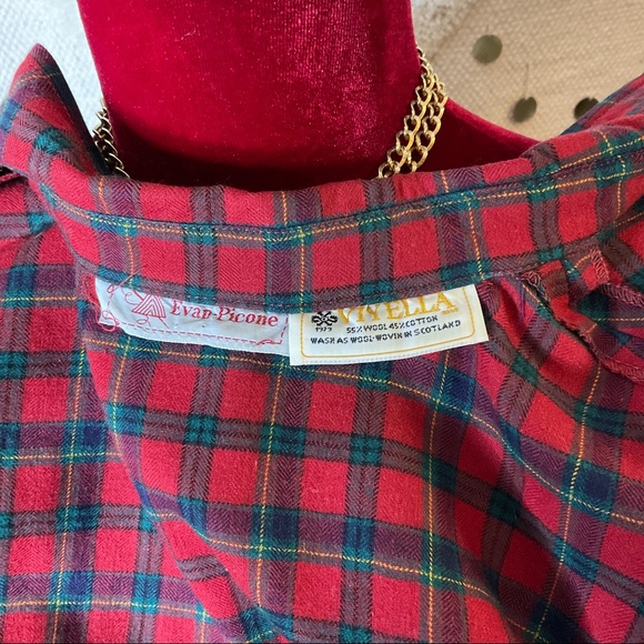 Vintage 1979 Evan-Picone Wool Cotton Blend Plaid Dress Size 10 Red - Picture 7 of 8